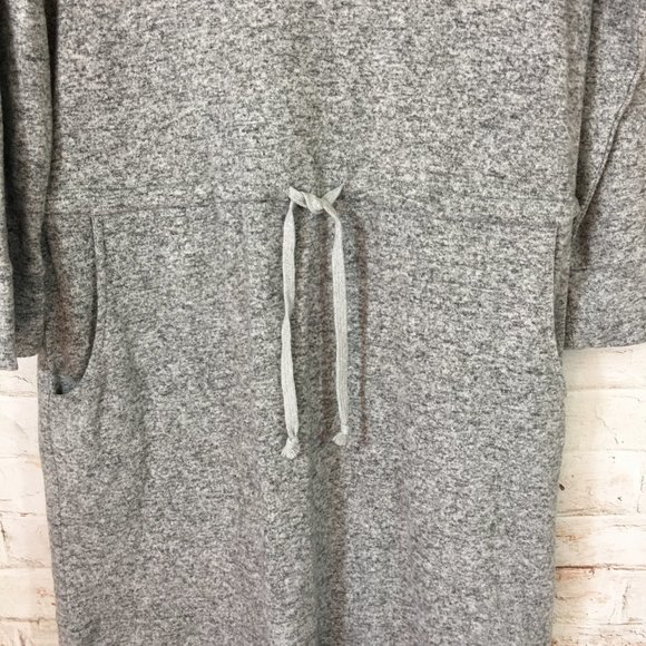 Soft Surrounding Womens PM Gray Lazy Day Lounger Dress Kangaroo Pocket V Neck - Picture 2 of 6